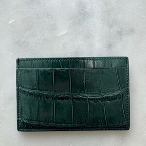 Gucci Green Crocodile Embossed Card Holder
